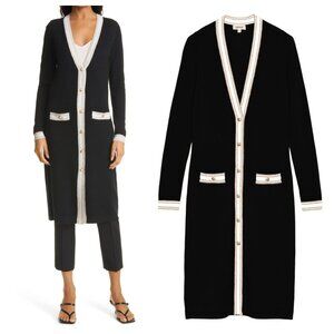L'AGENCE Black and Cream Long Cardigan